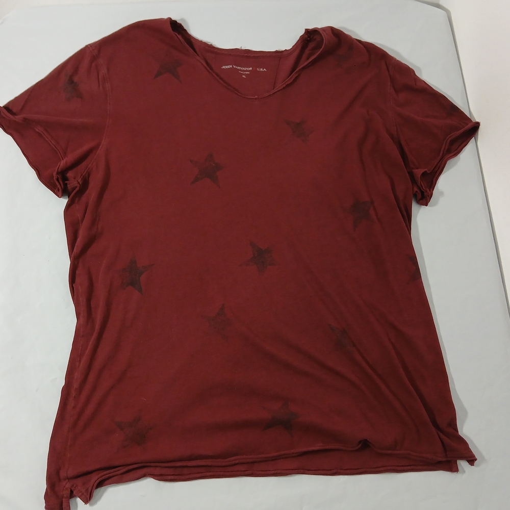 John Varvatos Star Patterned Short Sleeve Tee - Dark Red